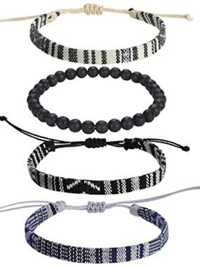 New - Beach Bracelet Set for‎ Men and Women, Surfer Men Bracelet, Braided Boho